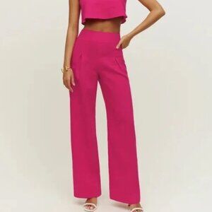 Reformation Cleo Linen Pants - Hot Pink / Corvette Pink Size 10